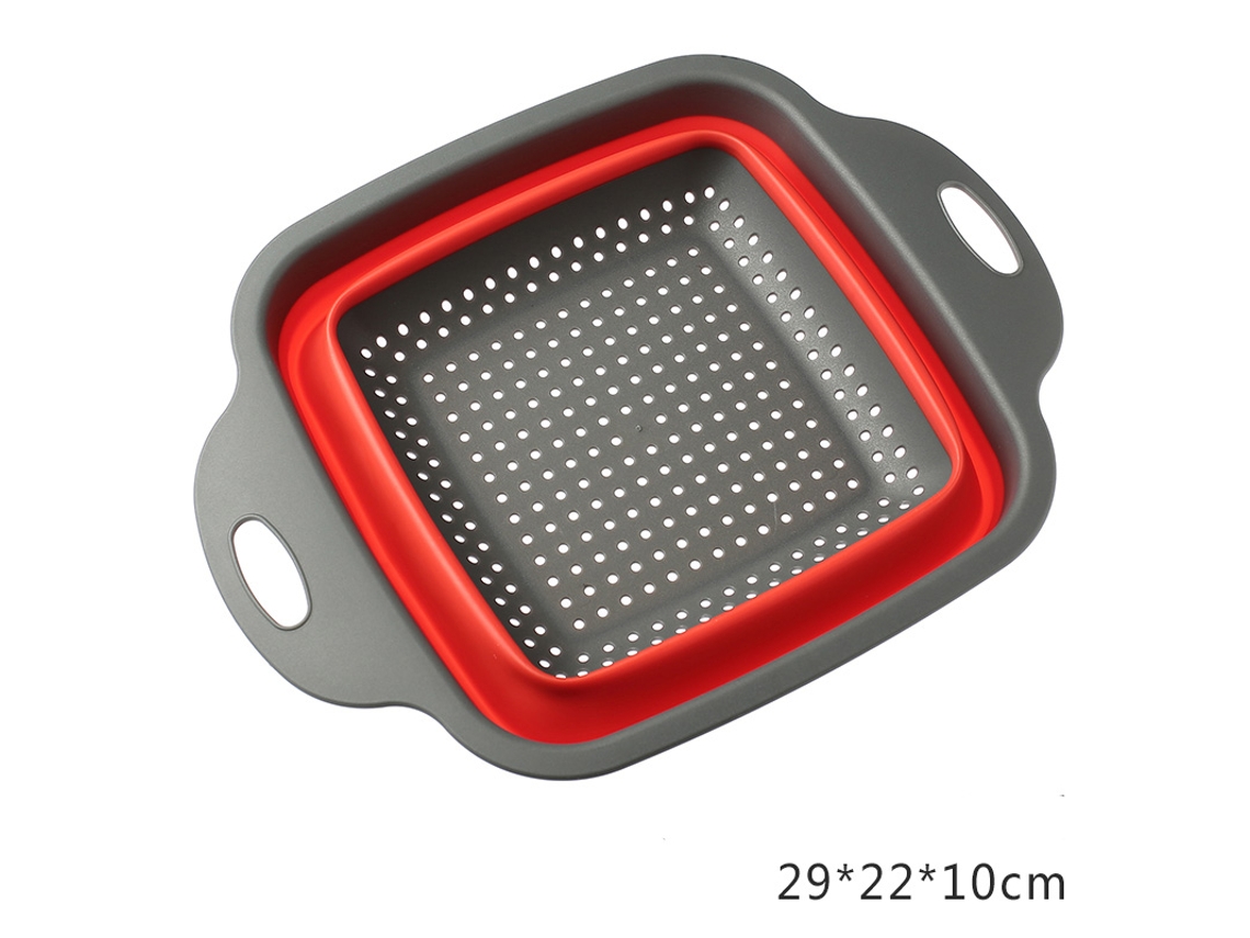 Cesto Dobrável para Lavar Legumes, Filtro Portátil para Frutas e Verduras, Removível e Dobrável MDUG (vermelho Grande)