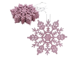 Conjunto de 12 Decorações de Nevasca de Glitter para Pendurar 10cm Natal (rosa bebê) | S/MARCA