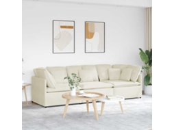 Vidaxl Sofá Modular Com Almofadas Veludo Creme