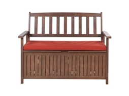 Banco De Jardim Com Almofada Beliani Sovana De Madeira De Acácia Vermelho 120x60x91