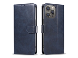 Capa Para Iphone 17 Em Couro Azul, Estilo Flip, Cor De Bezerro.