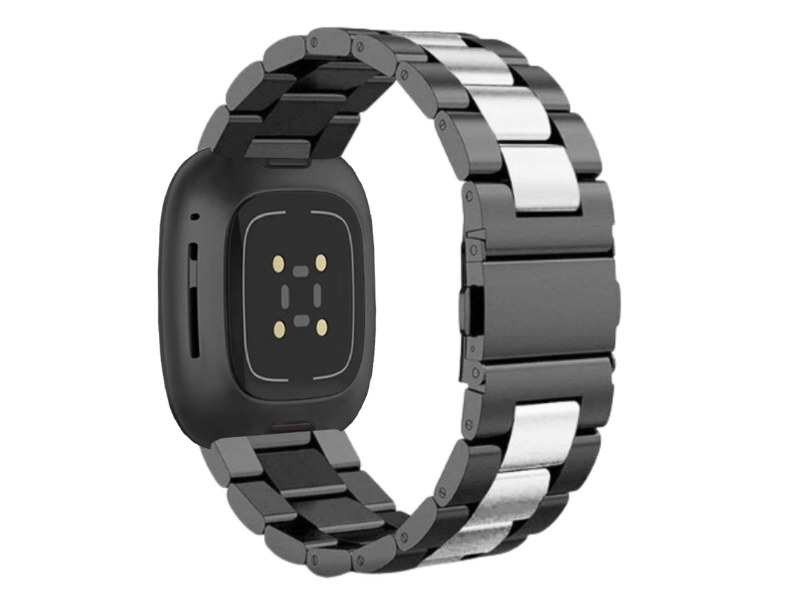 Bracelete Aço Inoxidável Adaptável Cinzento e Preto para Fitbit by Google Versa Lite