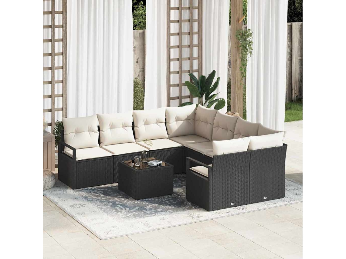 Vidaxl Conjunto De Sofás 9 Unid. 8-número De Lugares Preto E Creme
