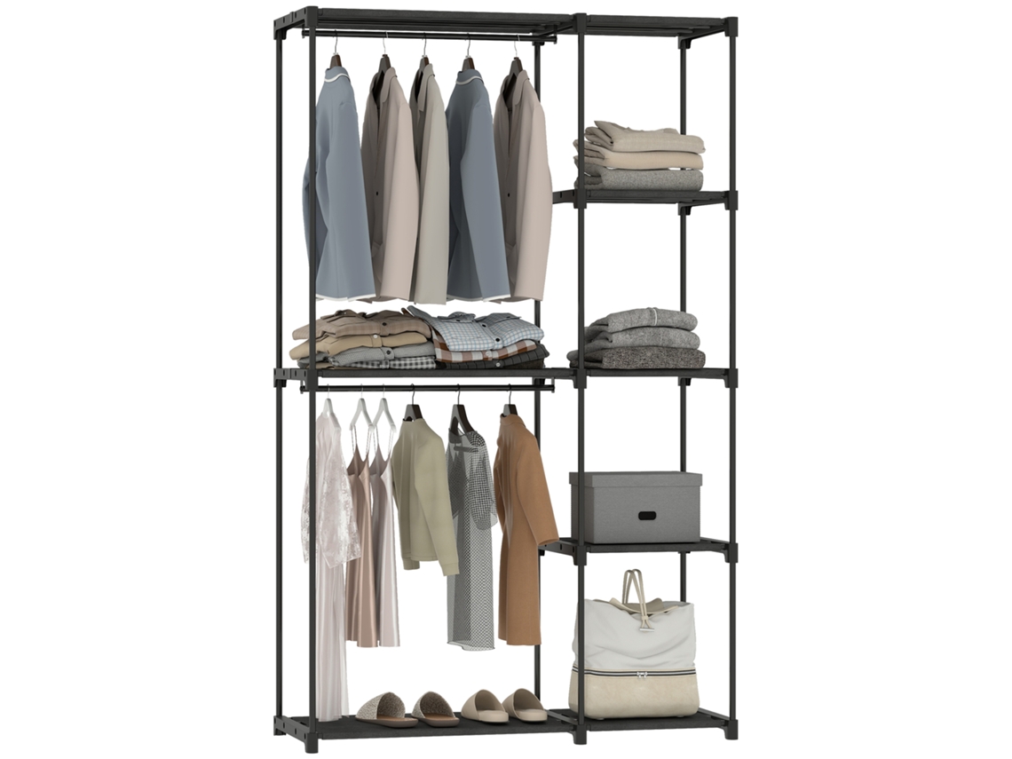 Guarda roupa de Tecido com Prateleiras para Quarto Preto S/MARCA