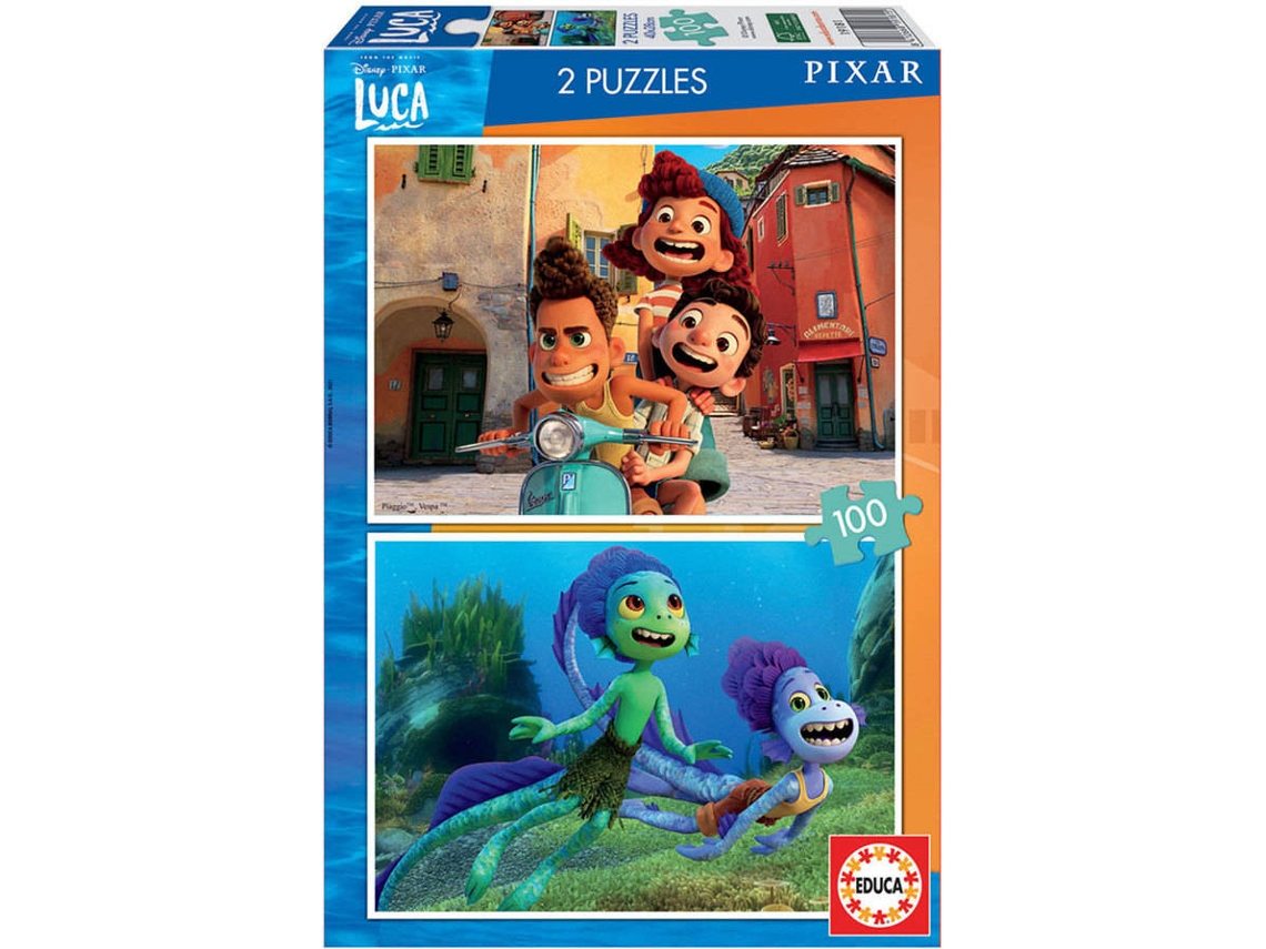 Puzzle EDUCA 2x Puzzle 100 Luca Disney (Idade Mínima: 3 Anos - 200 Peças)