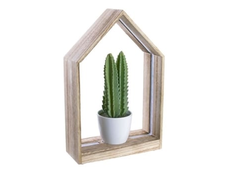 Prateleira LED decorativa com planta de jardim - Marrom