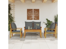 Vidaxl 4 Pcs Conjunto Lounge De Jardim Com Almofadões Acácia Maciça