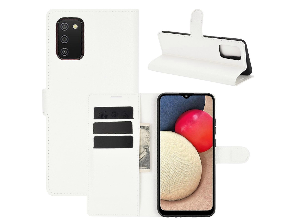 Capa Protetora Horizontal Com Textura De Lichia E Compartimentos Para Cartões E Carteira Para Samsung Galaxy A02s (versão Ue) (preta)