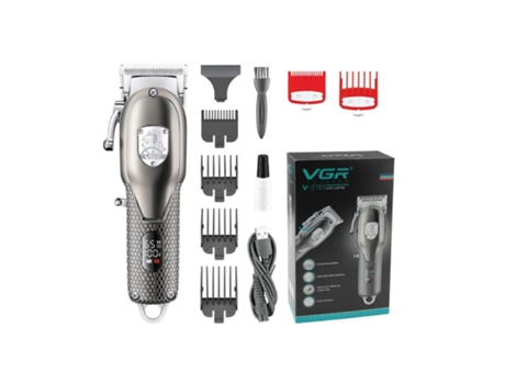 Máquina de cortar cabelo sem fio com display digital elétrico bateria recarregável V-276