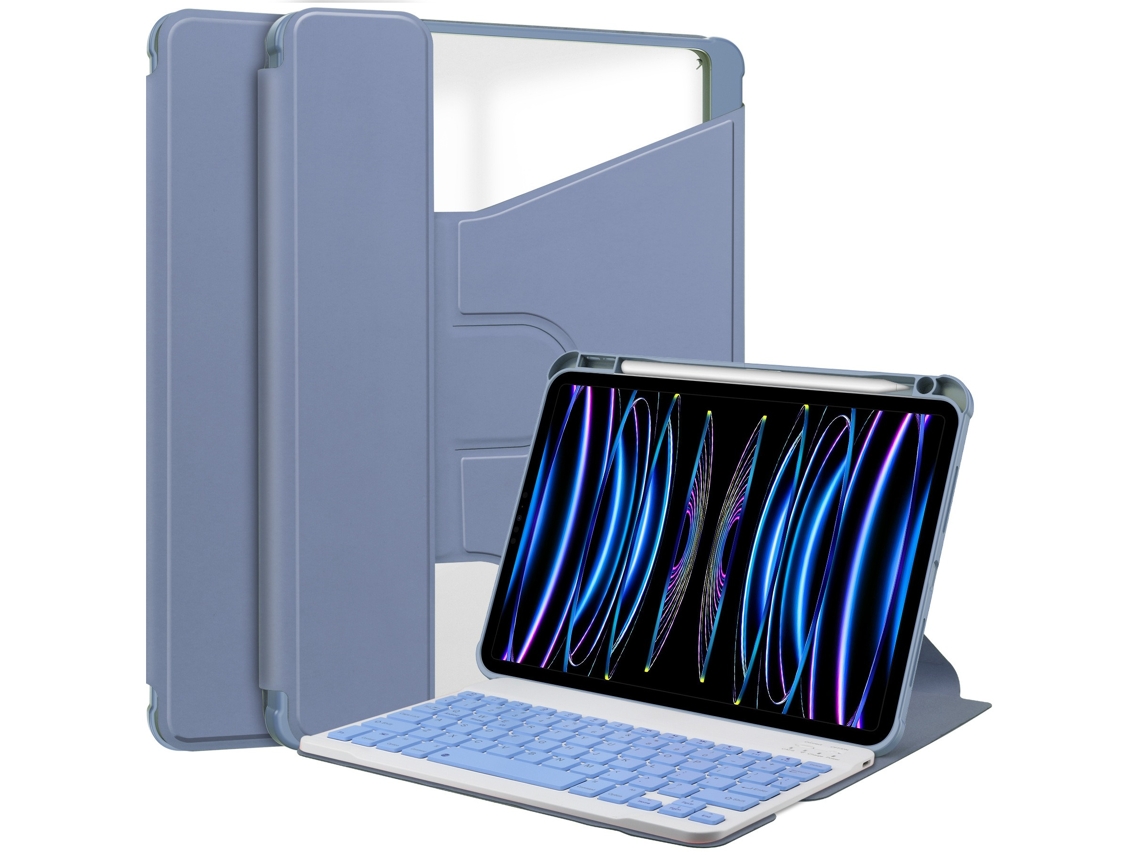 Capa Com Teclado Bluetooth Para Tablet, Cor Lavanda E Roxo, Compatível Com Ipad Pro 11, Suporte Giratório 360°
