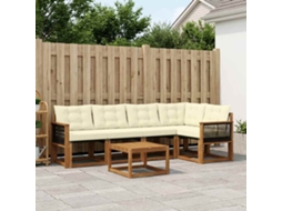 Vidaxl Conjunto De Sofás Para Exterior 6 Unid. Natural E Creme