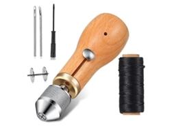 Kit de Costura em Couro, Ferramentas Artesanais, Máquina de Costura Manual, Ponto Corrente, Linha e Agulhas para Sapateiro Faça Você Mesmo AQUAFORGE