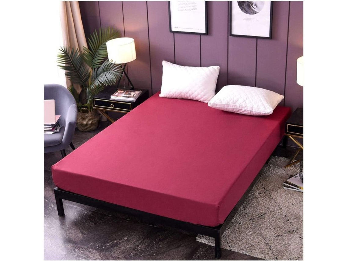 Fronha Elasticada Jersey Nova Line, Tamanho Full 35cm, Vinho Tinto (S/MARCA)
