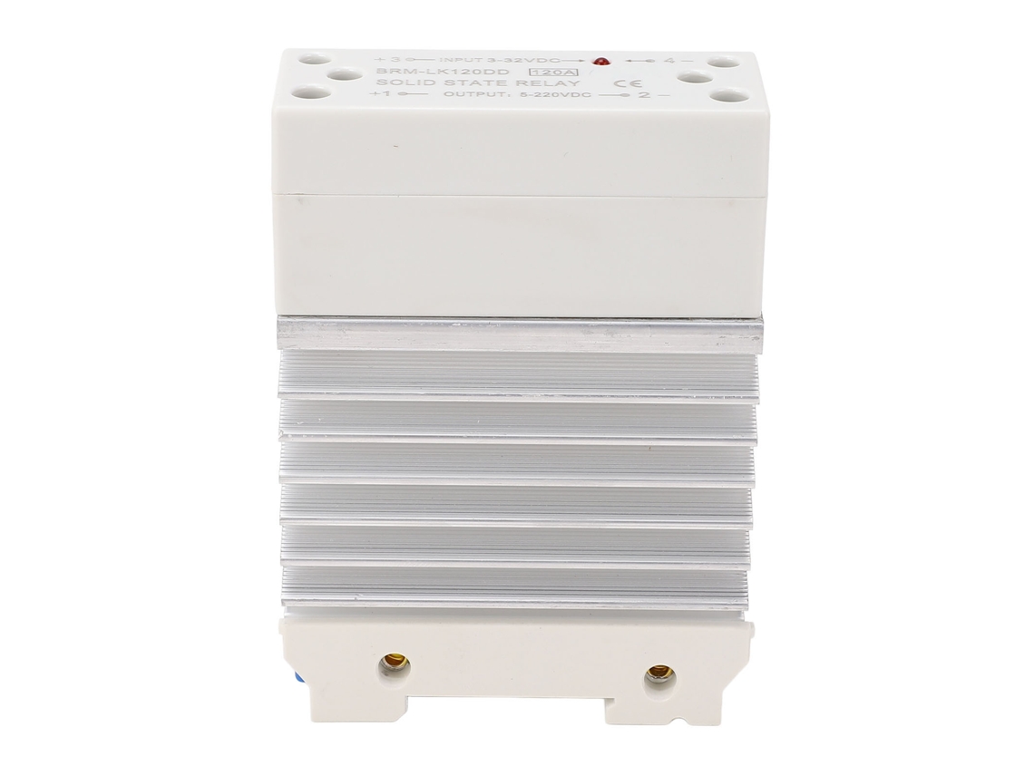 Módulo Relé De Estado Sólido De 120a Rail Din Com Dissipador Entrada 3‑32vdc Saída 5‑220vdc