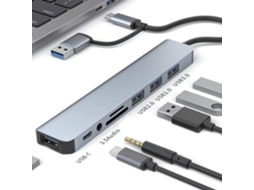 Hub Usb-c 8 Em 1 Alumínio, Estação De Acoplamento Usb 3.0, Adaptador