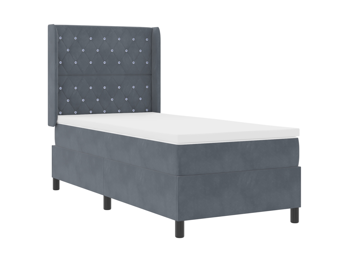 Conjunto 1 Cama Box Vidaxl Cinzento Veludo (90 X 200 Cm)