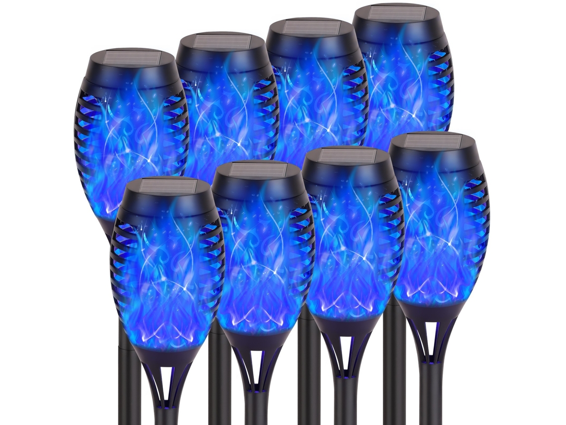 10 Luces Solares De Llama - 12 Led (azules)
