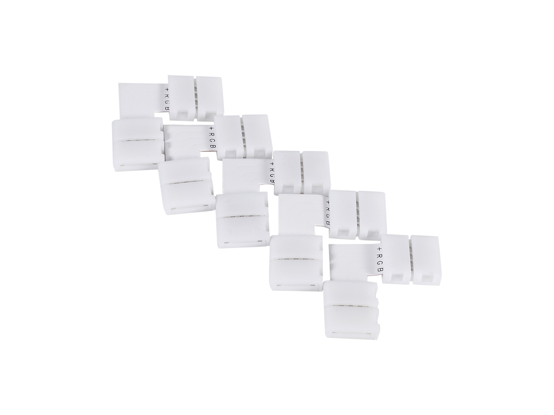 5 conectores de canto em L 4 pinos sem solda para fitas led RGB 5050 10mm