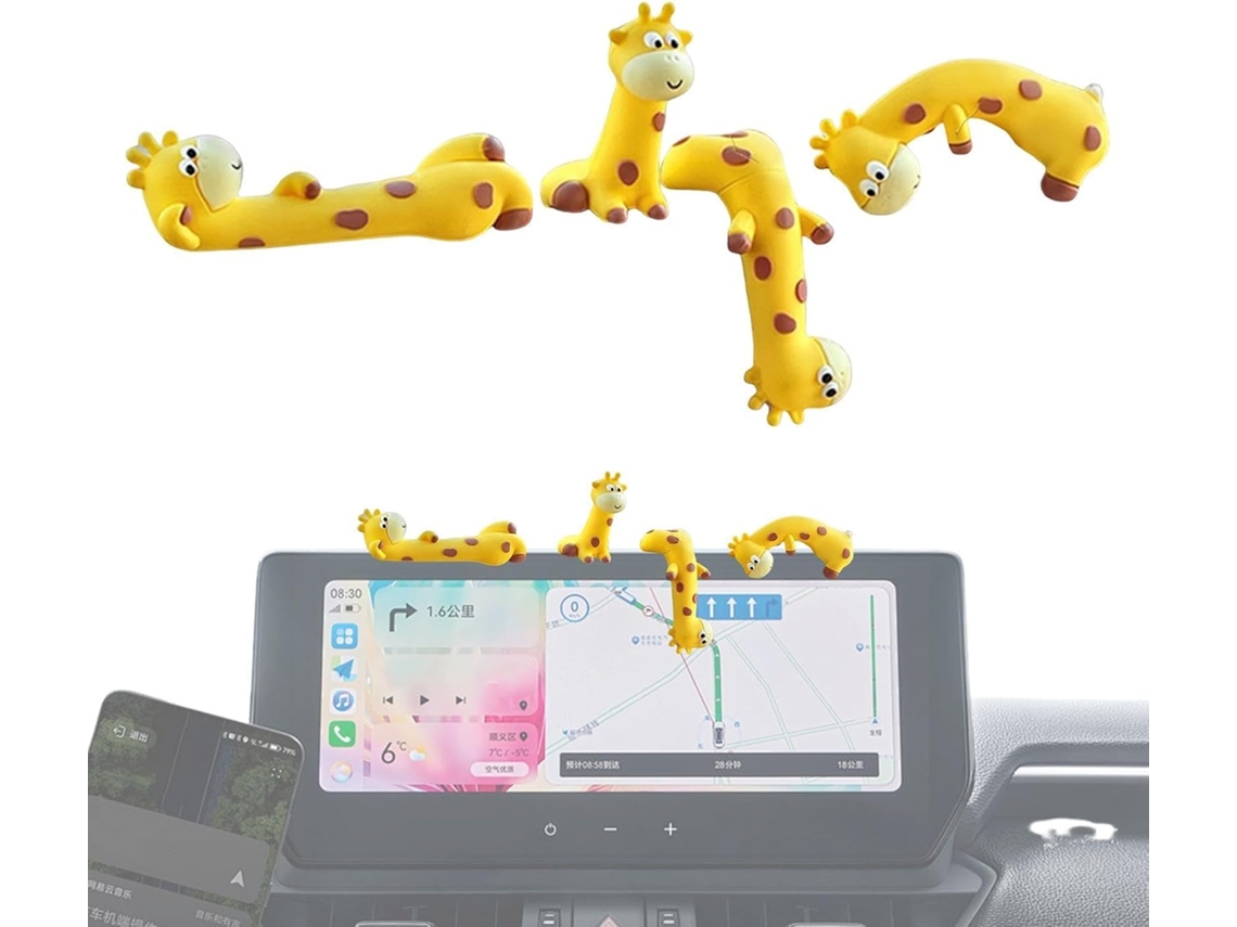 Conjunto De 4 Miniaturas De Girafa Para Decoração Do Painel Do Carro |
