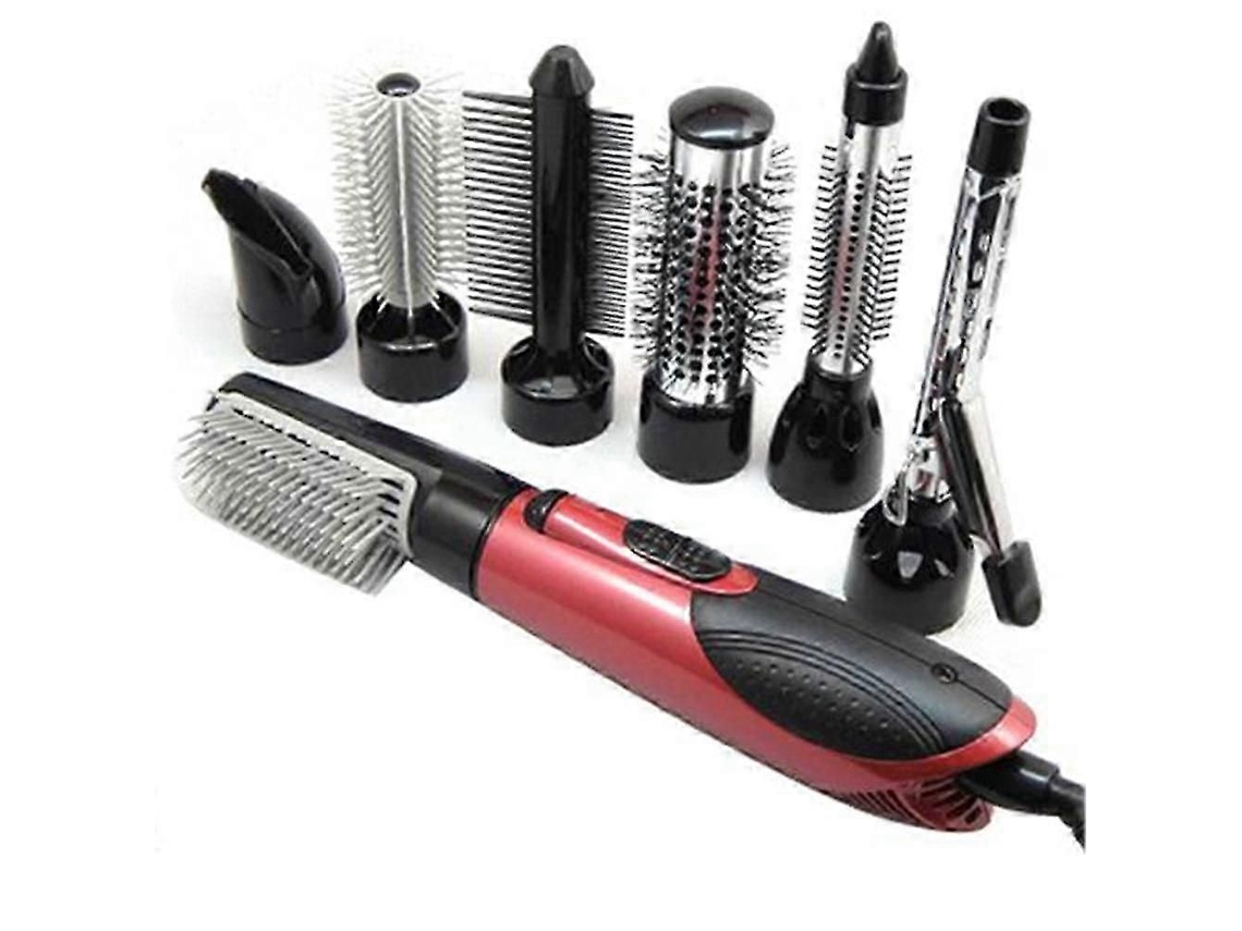 Secador de Cabelo Profissional Multifuncional 7 em 1 com Íons Negativos, Pente, Modelador de Cachos e Alisador de Cabelo . TAISHENGDA (plugue Europeu)