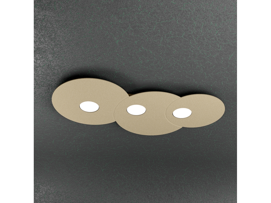 Luminária De Teto Redonda Toplight Cloud De 3 Luzes Com Soquete Gx53, Estrutura Cor Areia, Design Moderno 67x36x3cm Top Light