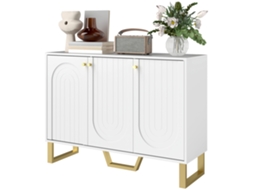 Aparador 3 portas prateleiras ajustáveis móvel para TV 50'' 106,5x35x77,5 Cm branco | S/MARCA