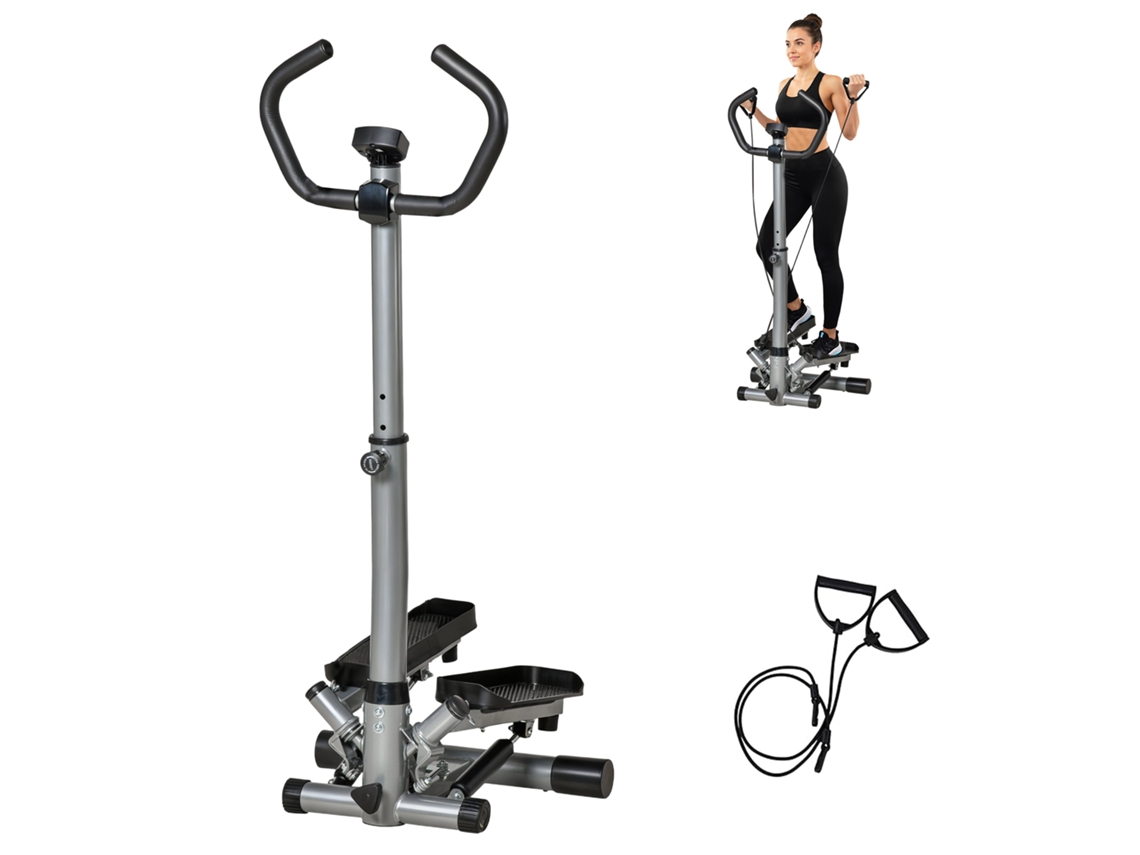 Stepper com halteres ajustáveis, monitor LCD, antiderrapante, preto/prata S/MARCA