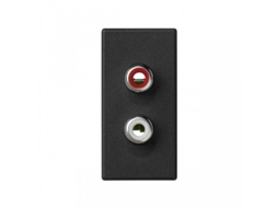Placa De Meio Mecanismo K45 Com 2 Conectores Rca Cinza Grafite Simon K101b/14