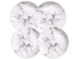 Conjunto De 4 Pratos De Porcelana Com Design De Mármore 8 Polegadas Aprovado Pela Fda Seguro Para Lava-louças