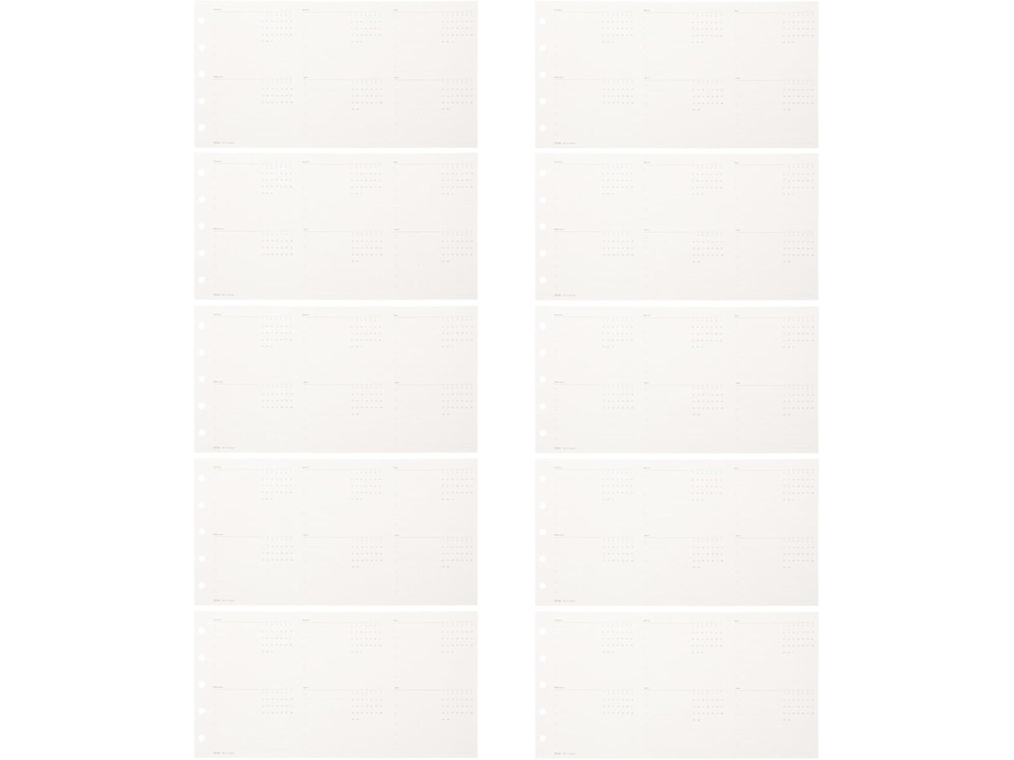 Recarga Para Agenda Profissional Com Perfuração 5 Trous En Papier Blanc, 20 Folhas Tri-fold Não Datas