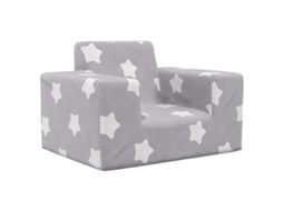 Vidaxl Sofá Infantil De C/ Estrelas Pelúcia Cinzento-claro