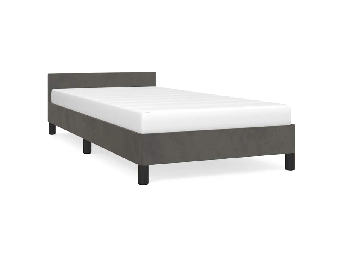 Estrutura De Cama Com Cabeceira Vidaxl Cinzeto Veludo (90x200cm)