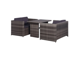 Conjunto de sofá de jardim 11 peças Vime Pe Cinza Dkd Home Decor