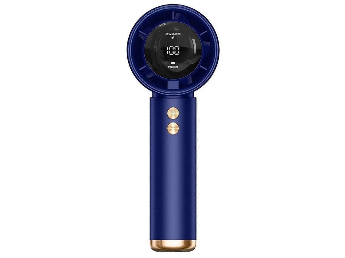 Ventilador portátil de mão, pequeno, recarregável, mini turbo, alta velocidade, USB, azul.