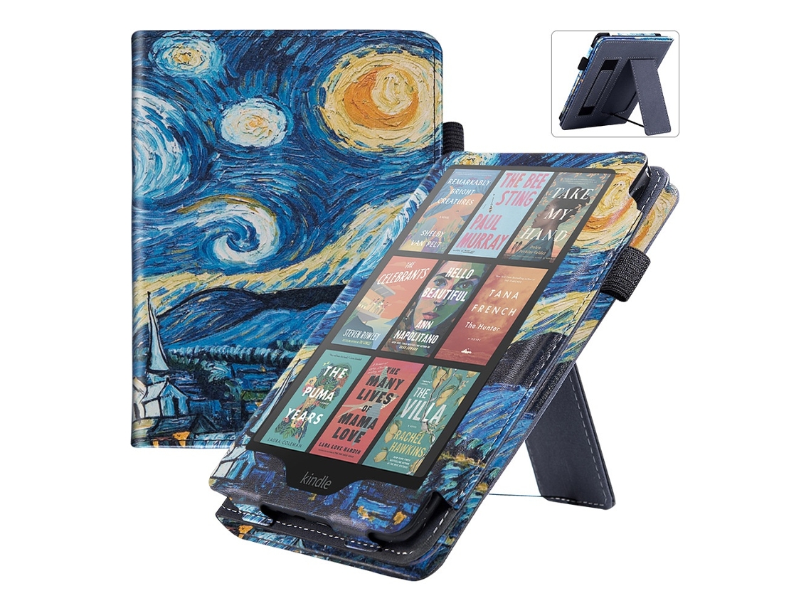 Elysve Capa Protetora Para Kindle Paperwhite 7 Polegadas 12ª Geração 2024 Com Suporte Integrado E Pulseira De Mão Céu Estrelado