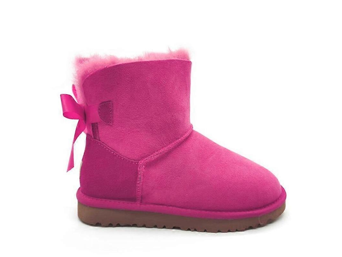 Botas De Neve Femininas Evago, Cor Lisa, Cano Médio, Com Laços Na Parte De Trás, Perfeitas Para O Inverno. Hengjian