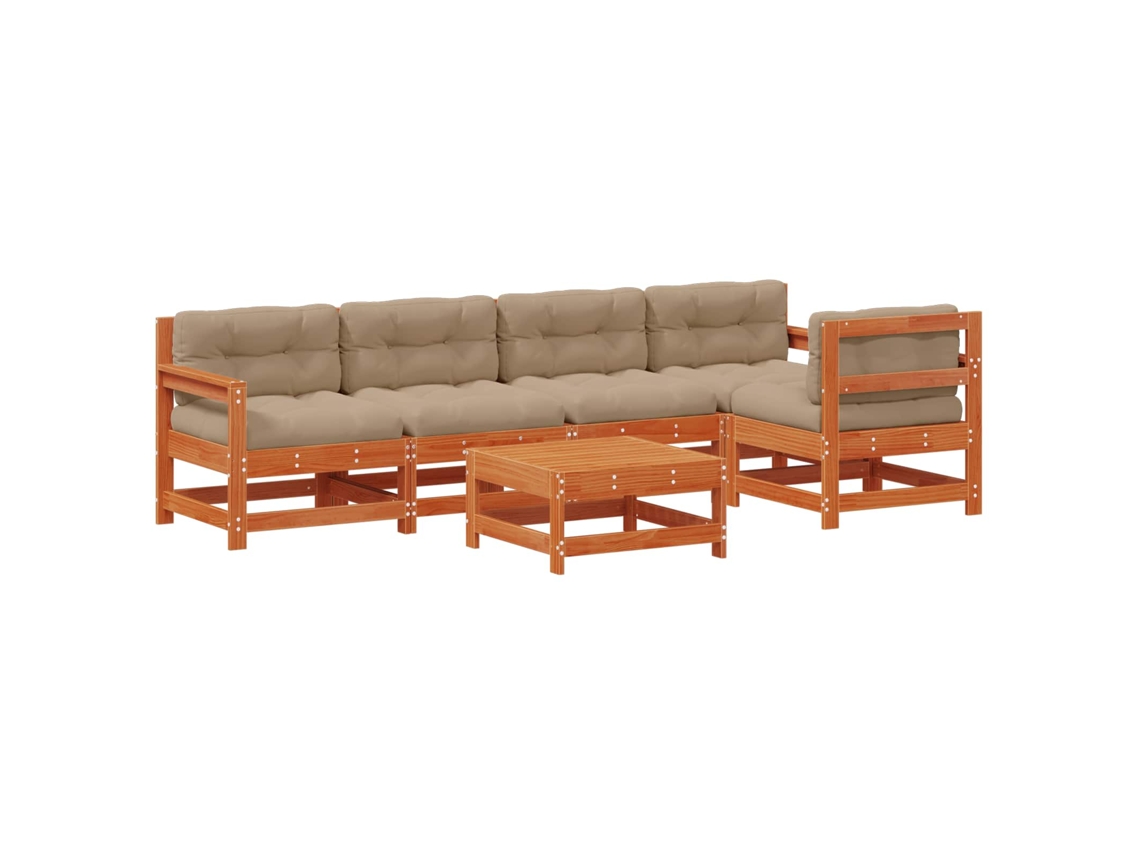 Maison Exclusive - Conjunto De Lounge De Jardim 6 Pcs Castanho Encerado