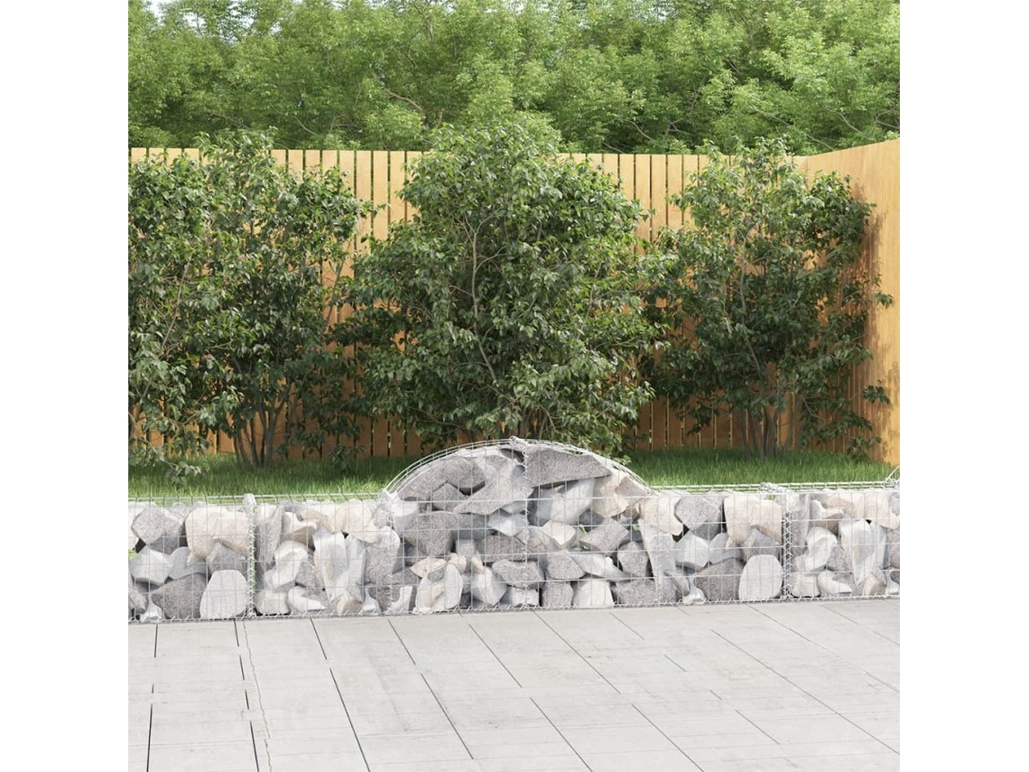 Vidaxl Cestos Gabião Arqueados 6 Pcs 200x30x40/60 Cm Ferro Galvanizado