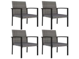 Cadeiras De Jantar Para Jardim 4 Pcs Vime Pe Cinzento Dkd Home Decor