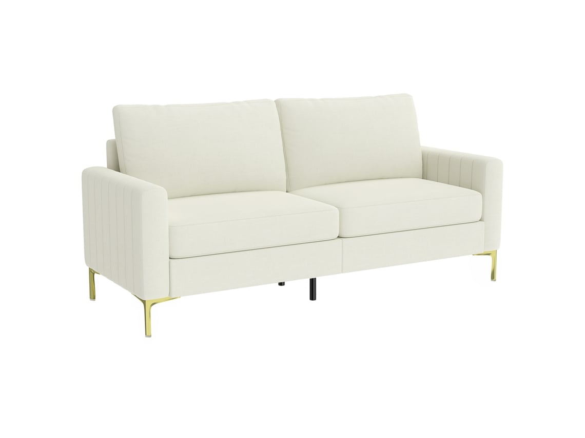 Sofá de 3 Lugares Veludo Cor Creme 181x77x82 cm Homcom