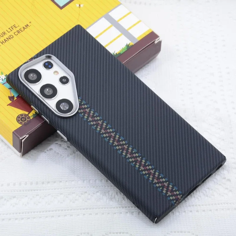 Capa Magnética Para Celular Com Textura De Fibra De Carbono (galaxy S25 Ultra), Capa Protetora À Prova De Choque Com Protetor De Lente Da Câmera.