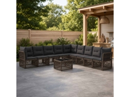 Vidaxl Conjunto De Sofá De Jardim 10 Unid. Cinzento Vime Pe