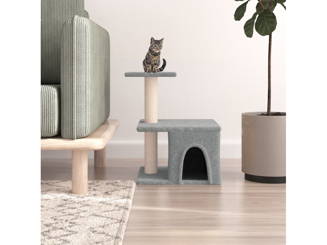 Vidaxl Árvore P/ Gatos C/ Postes Arranhadores Sisal 48 Cm Cinza-claro