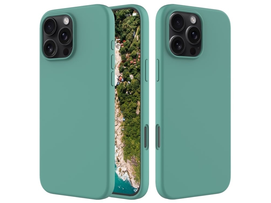 Lurelia Capa Protetora Para Iphone 16 Pro, Em Silicone E Pc, Interior Em Microfibra, Recortes Precisos, Cor Verde E Anti-riscos