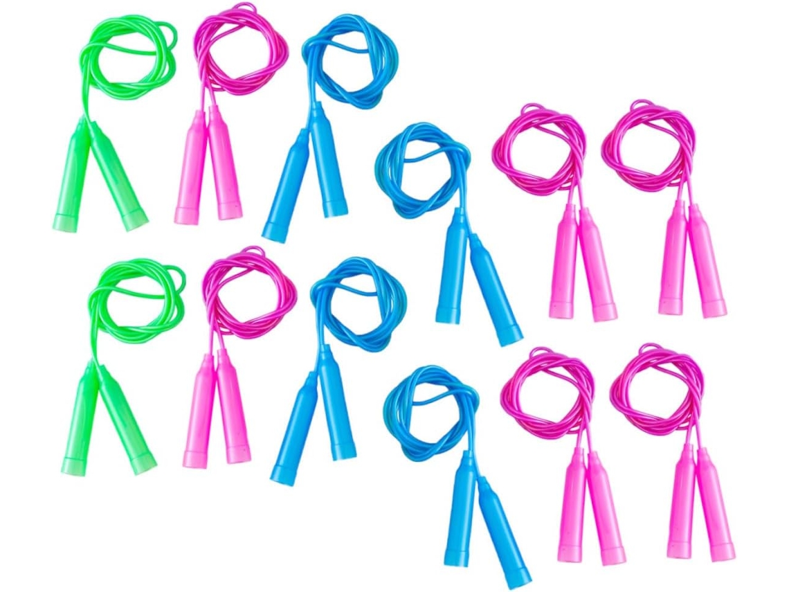 Corda De Pular Infantil Bestonzon, Ajustável E Leve, Com Cabo De Silicone Macio, Conjunto De 12 Peças Multicoloridas