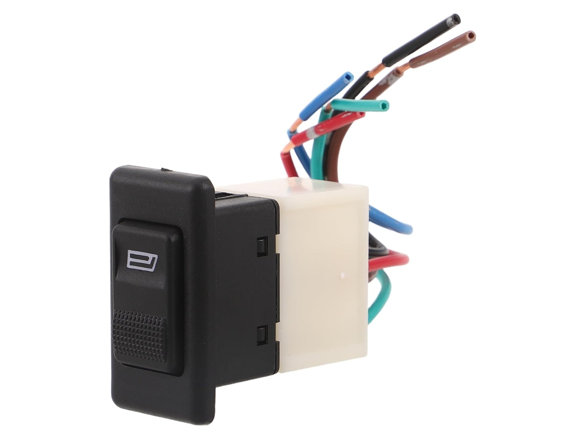 Interruptor dimmer elétrico de janela de 5 pinos com luz indicadora vermelha e botão.