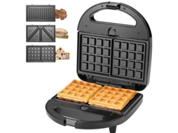 2026-máquina 3 Em 1 Para Croque Monsieur, Grelha, Waffles E Sanduíches, 750w, Pratos Antiaderentes Intercambiáveis