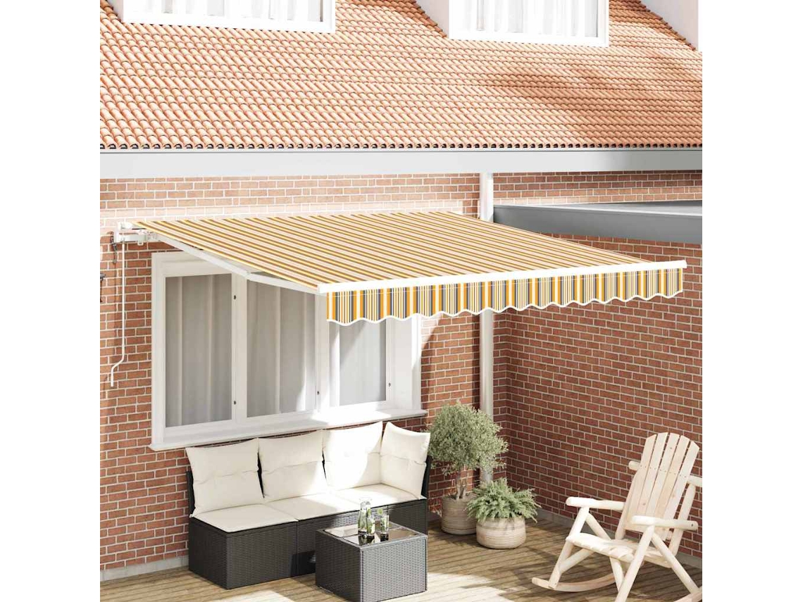 Vidaxl Toldo Retrátil Multicolor 350 X 250 Cm Tecido E Alumínio