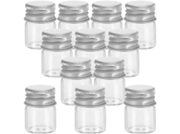 Conjunto De 12 Potes Vidro Transparente 5ml Com Tampas Alumínio, Hermeticamente Fechados E Seguros Para Armazenar Nozes