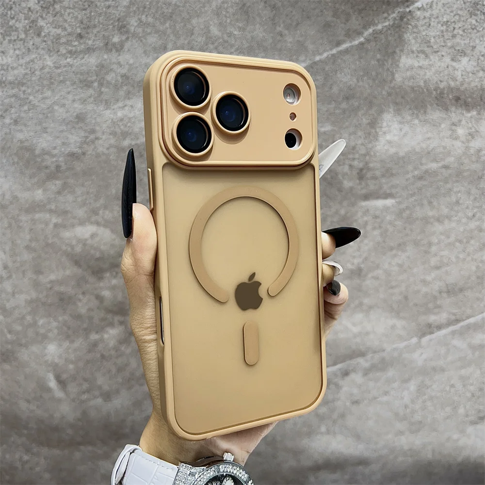 Capa Transparente Para Iphone 17 Pro Max, Dourada, Com Carregamento Sem Fio E Compatível Com Magsafe.